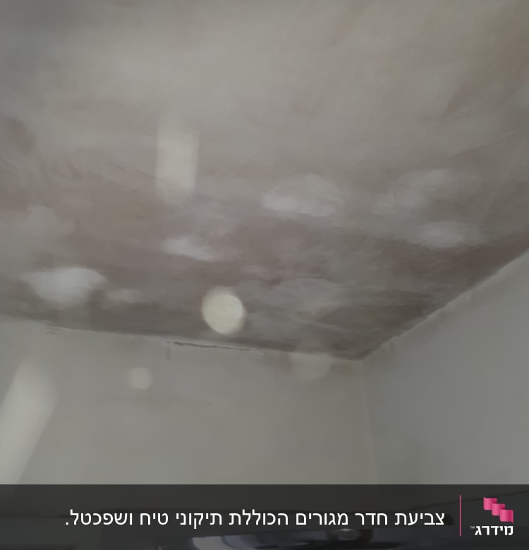 תקרה עם כתמי צבע לבנים לאחר צביעה